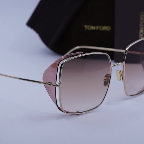 Tom Ford FT0901 28F Toby 02 Square Sunglasses - Gold Purple/Brown - Picture 9 of 10